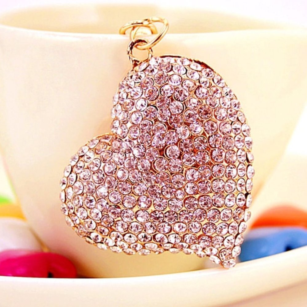 Rhinestone Decor Heart Shape Key Chain - Picture 4 of 4
